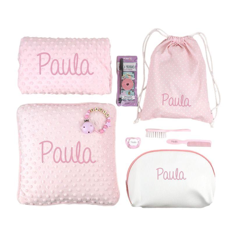 Pack regalo personalizado - Datos Nacimiento - Menta, azul, rosa - Lullaby  Bebe