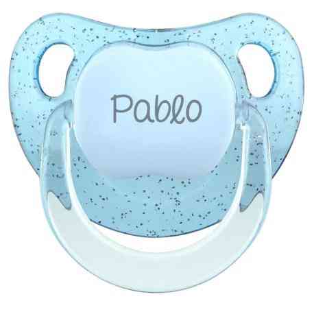 Chupete Bebé Personalizado Glitter - Purpurina Azul con Nombre