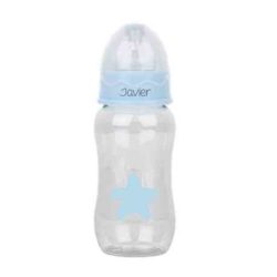 blå personlig babyflaske